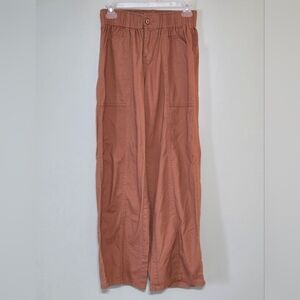 Rewash Wide Leg Khaki Pants Brown Rust Coastal Boho Casual 100% Cotton Sz S